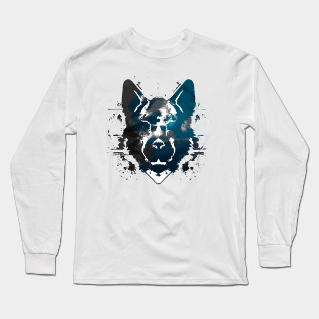 Picard Picardy Sheepdog Stencil Long Sleeve T-Shirt by Furrban